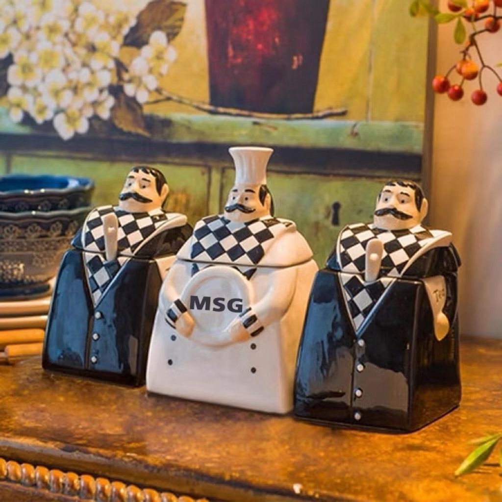 Tempat Bumbu Keramik Unik Wadah Garam Gula Lada 3in1 Aesthetic Toples Bumbu Dapur