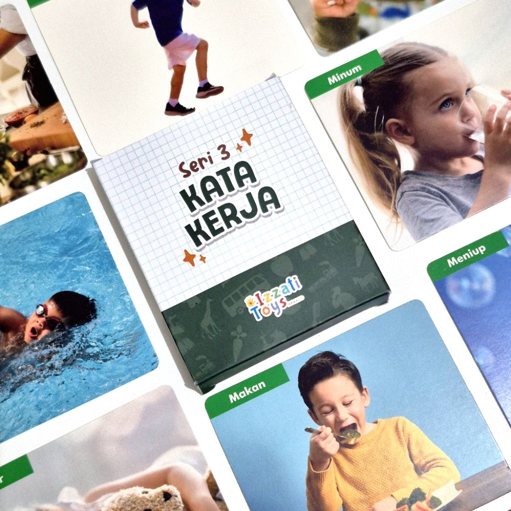 Kartu Edukasi Flashcard Kata Kerja - Kartu Terapi Wicara Seri 3