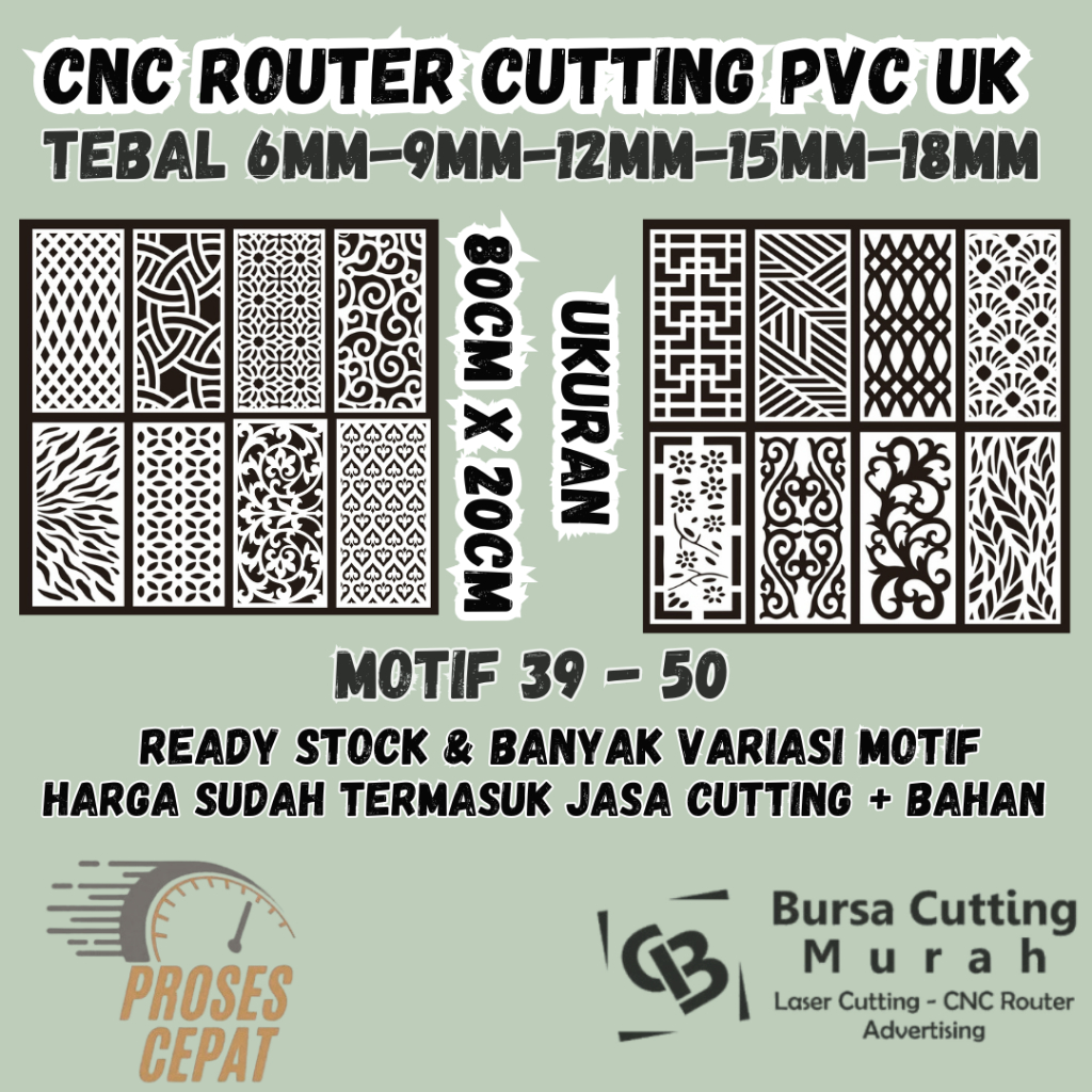 KRAWANGAN MURAH PVC FOAM BOARD UKURAN 80X20CM / PARTISI PENYEKAT RUANGAN / ORNAMEN CUTTING LASER