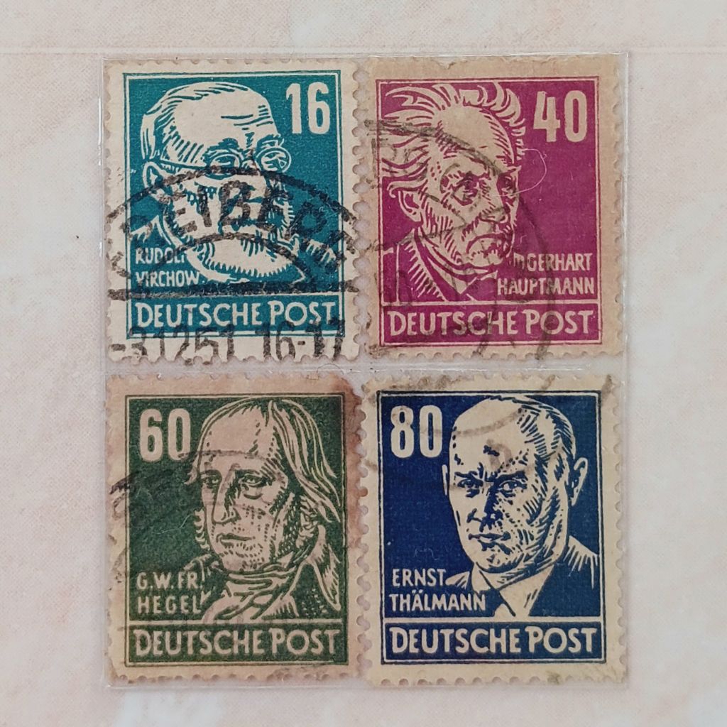 

(OG) Perangko Jerman, Pendudukan Soviet 1948 General Issues : Cultural Personalities Definitives - Ernst Thälmann (1886-1944) Set 4 pcs Used