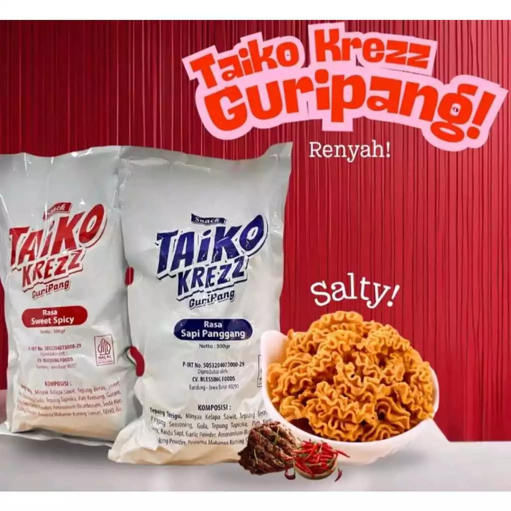 

TAIKO Krezz Guripang 500g – Camilan Renyah, Gurih & Bikin Ketagihan!