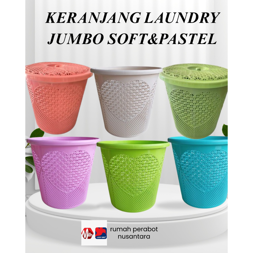 KERANJANG JUMBO LAUNDRY MOTIF JARING/KERANJANG LAUNDRY SOFT&PASTEL/KERANJANG LAUNDRY ESTETIK