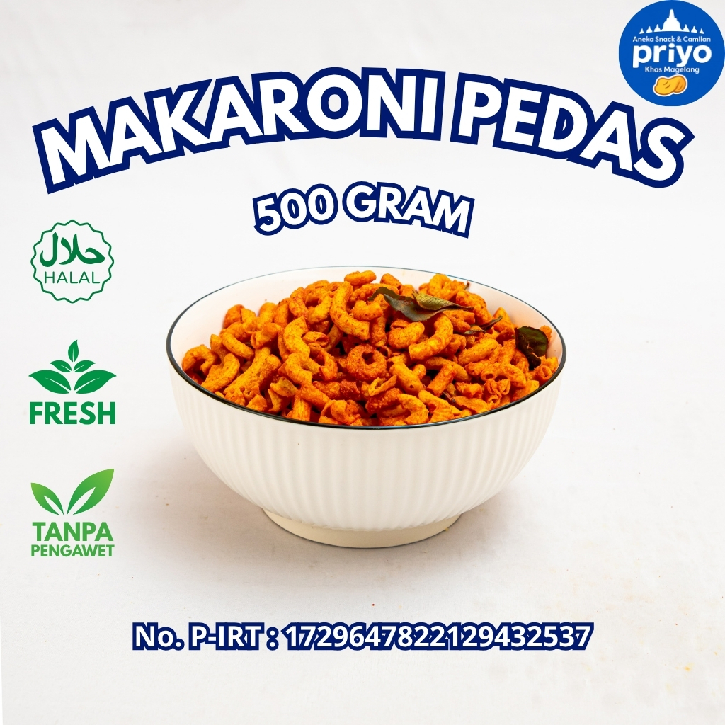 

Makaroni Pedas 500g Priyo Snack Renyah Gurih Pedas Halal Tanpa Pengawet