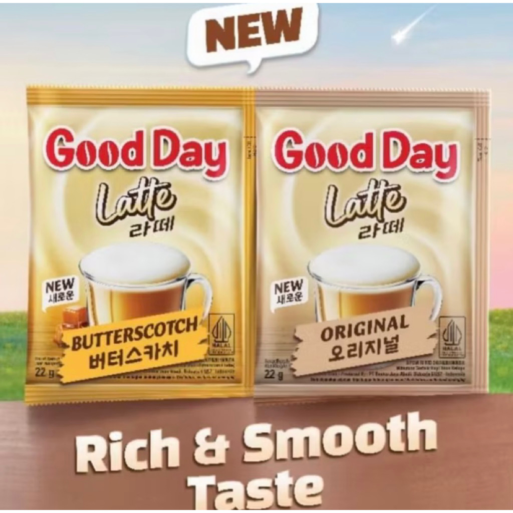 

Good Day Latte New 10 Sachet Butterscotch Dan Original-Coffee-Kopi Instan