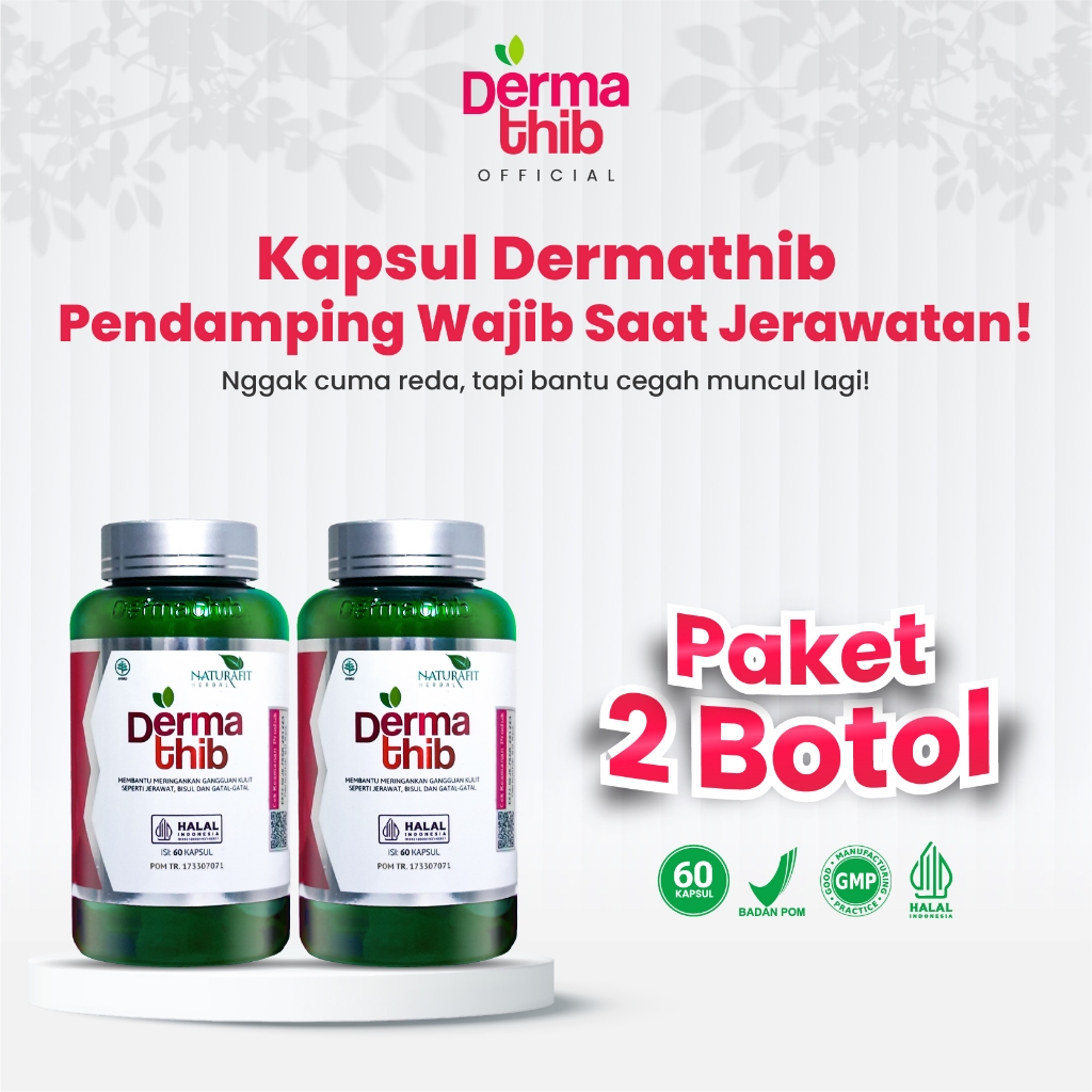 Dermathib - Paket 2 Botol Acne Treatment Suplemen Obat Jerawat dan Bekas Jerawat, Jerawat Meradang, 