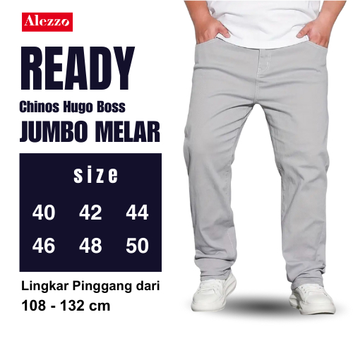 Celana Chinos Jumbo Stretch Melar Pria Hugo Boss Size 40-50