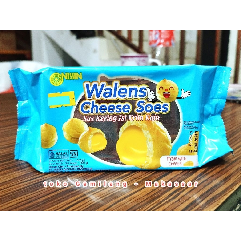 

Nissin walens cheese soes 100 gr, sus kering isi krim keju, terbuat dengan keju asli