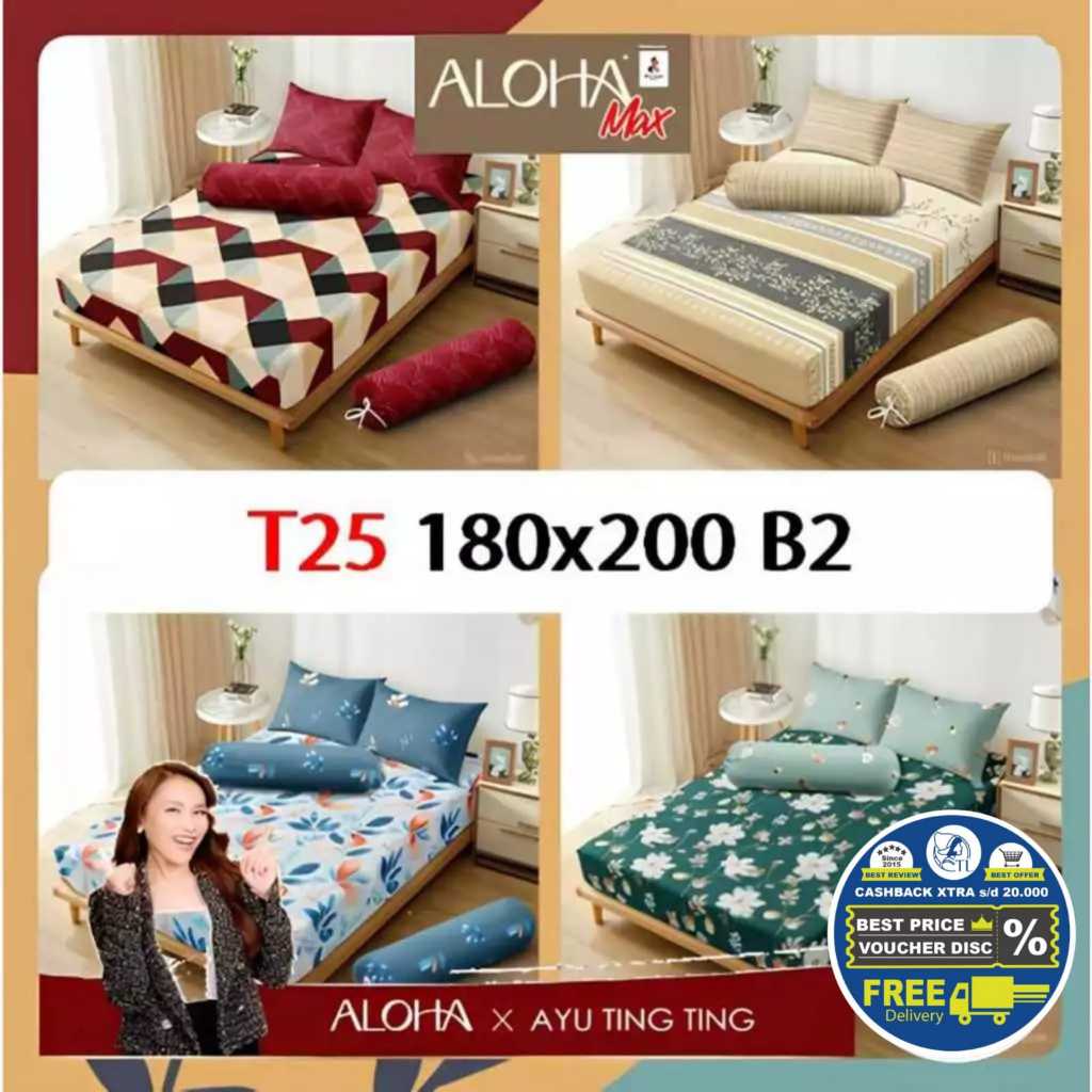 [NEW] Sprei Aloha King Size uk 180 180x200 B2 B4 Bantal 2 Bantal 4 MOTIF Berry Cnl Hinata Hilary LOL