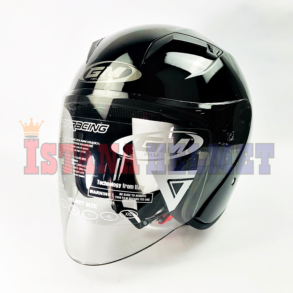 HELM GM GII BLACK GLOSSY HALF FACE ORIGINAL