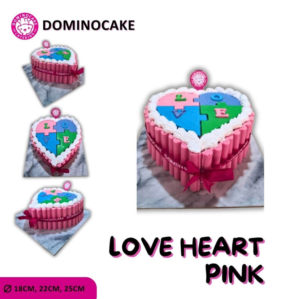 

Dominocake | Kue Ulang Tahun Love Heart Pink | Valentine cake