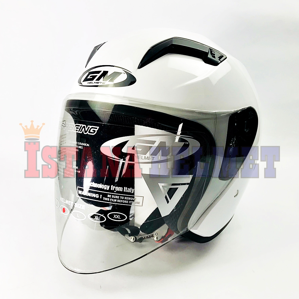 HELM GM GII WHITE GLOSSY HALF FACE ORIGINAL