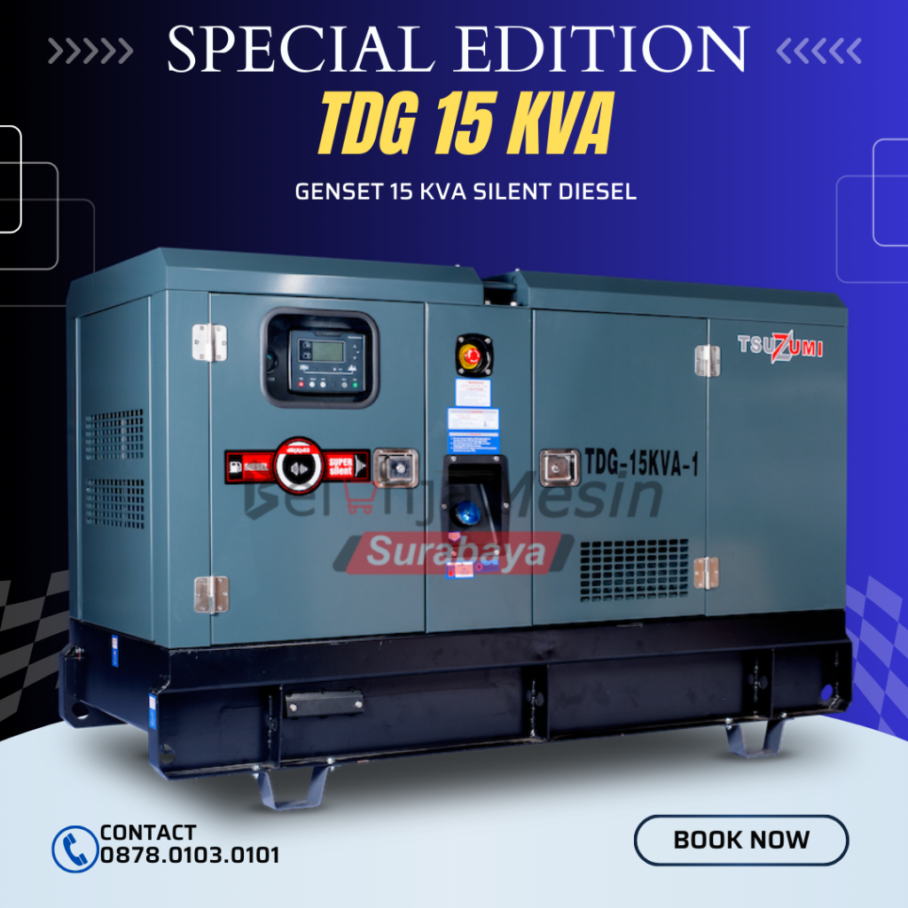 Genset Diesel 15 KVA Silent 3 Phase Tsuzumi TDG 15 Japan Technology