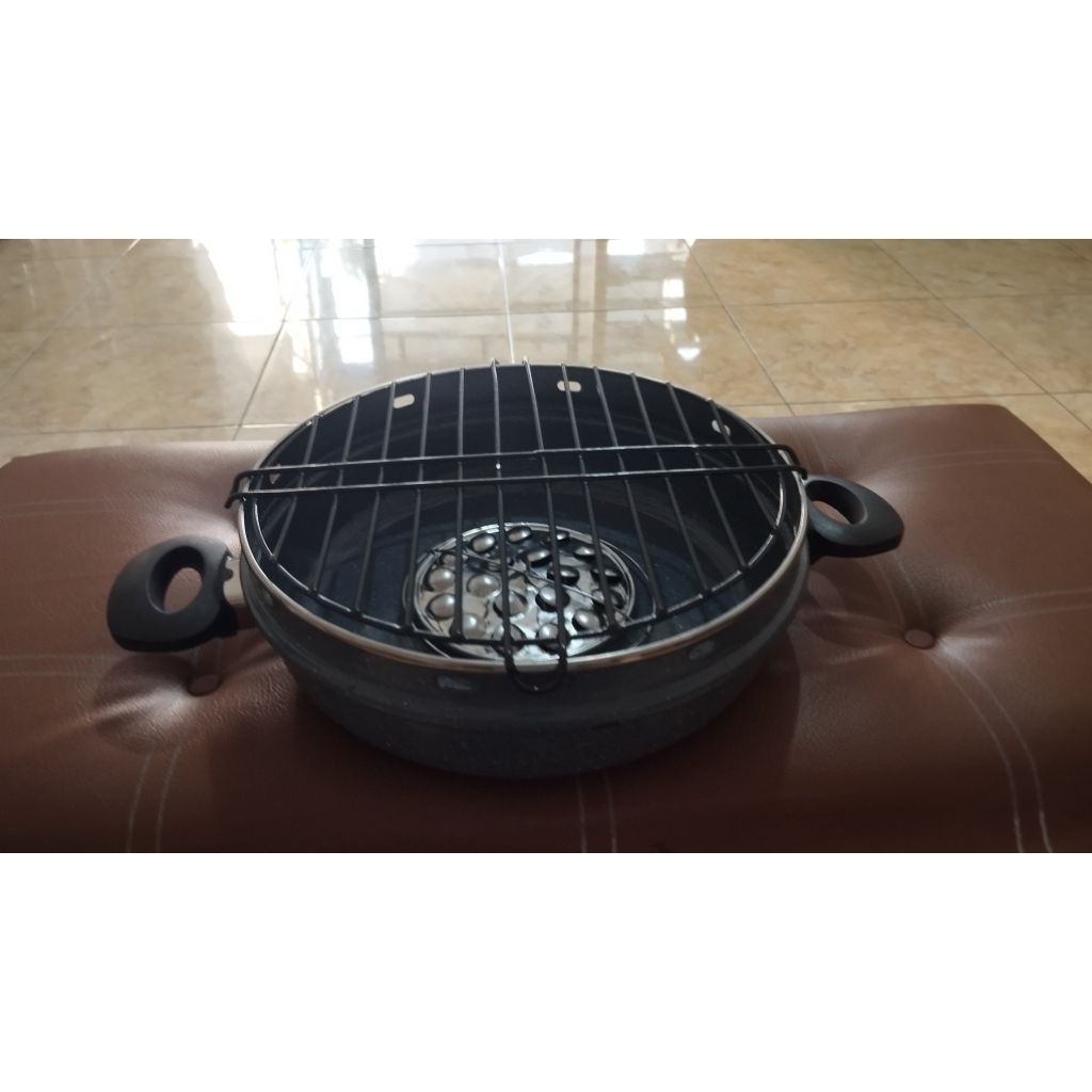 Pemanggang Grill Pan + Rak – Untuk Ikan, Ayam, Sate & Daging