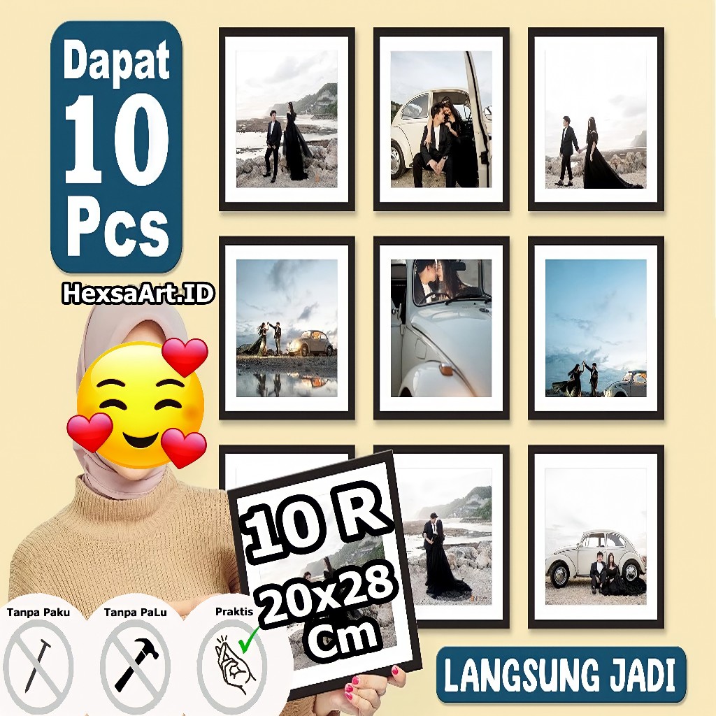 Paket Hemat 10 Pcs Cetak Foto Bingkai MDF Tempel
