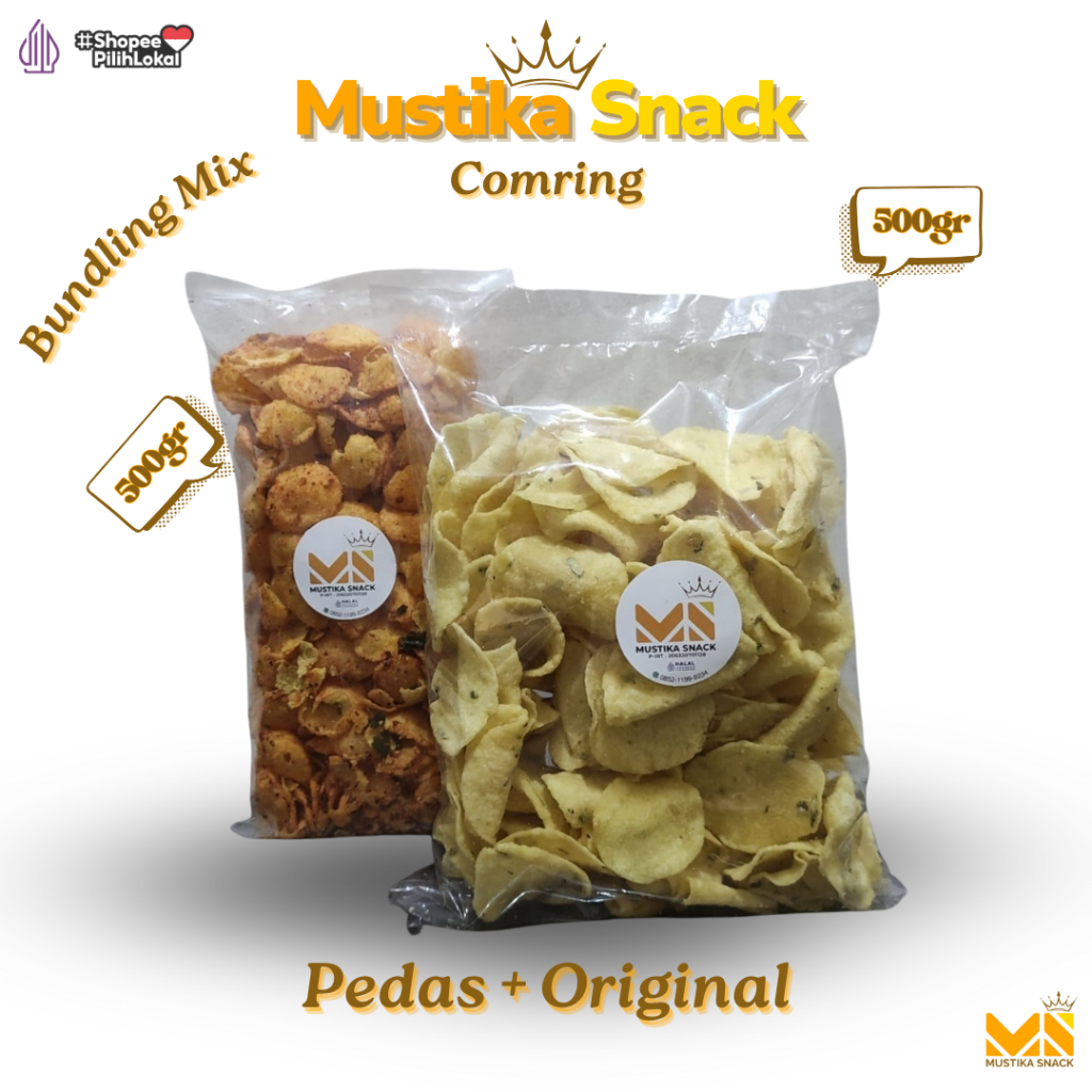 

Comring Bawang Bundling Mix Pedas Original 1kg | Cemilan Gurih Renyah Mustika Snack