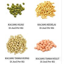 

ANEKA KACANG LOKAL KEMASAN 1KG (KACANG TANAH KULIT, KACANG TANAH KUPAS, KACANG KEDELAI & KACANG HIJAU)