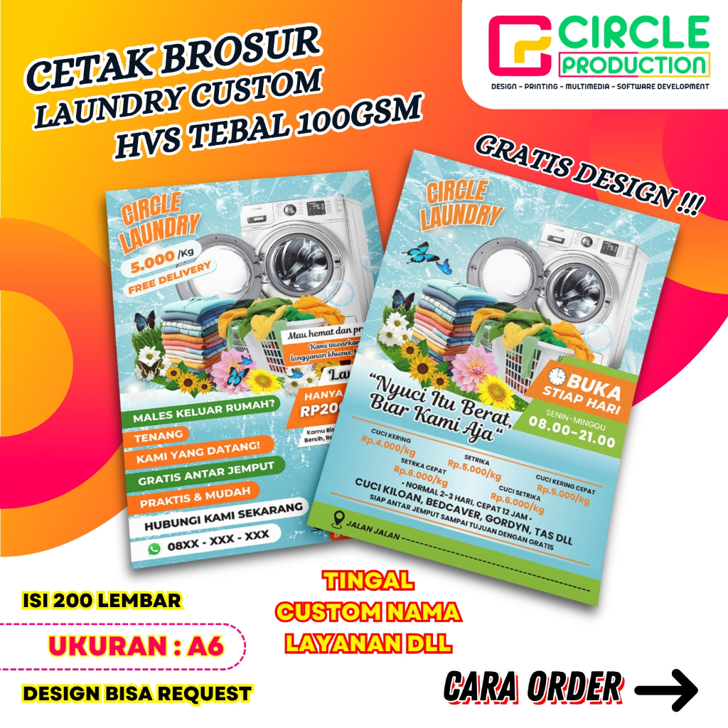 

Brosur Laundry A6 HVS100GSM Gratis Desain Bisa Custom Atau tinggal isi konten