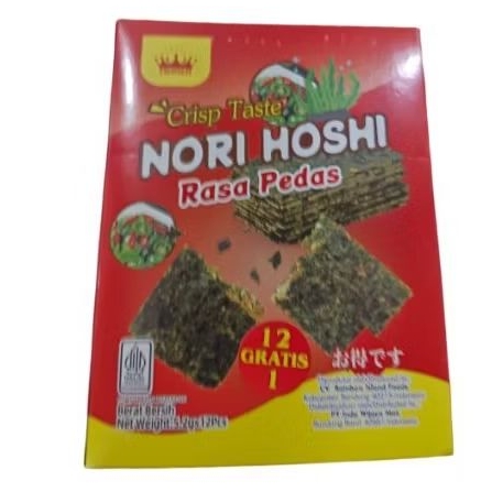 

Crisp taste nori hoshi rasa pedas isi 12 pcs gratis 1 pcs