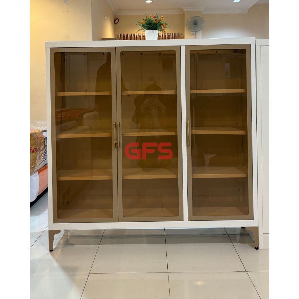 Sideboard / Lemari Serbaguna Plat Besi Full Pintu Kaca // GFS STORE