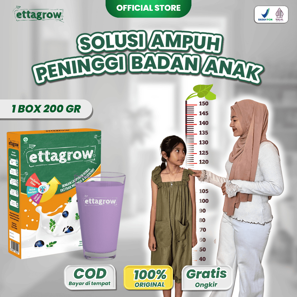 

Ettagrow - Susu Multivitamin Membantu Meningkatkan Tinggi Badan Serta Menambah Nafsu Makan Anak