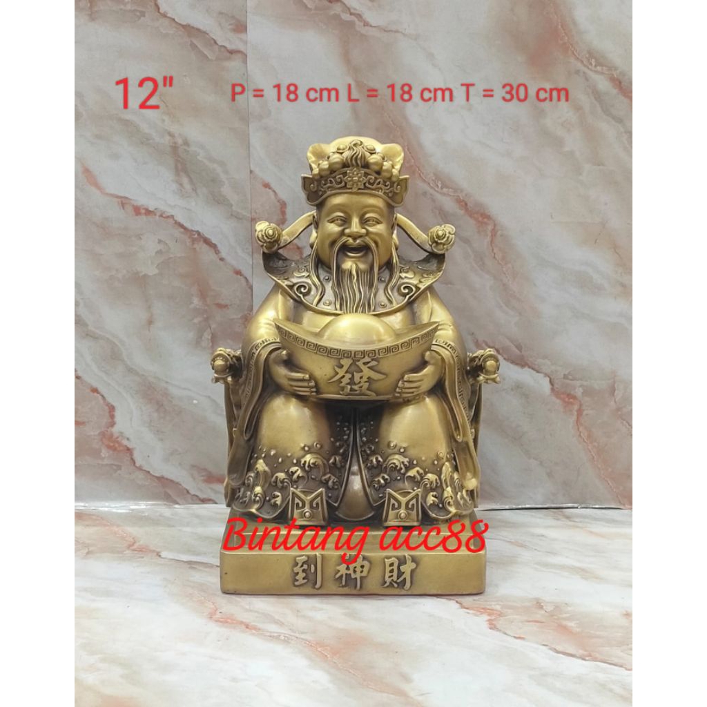 patung dewa cai sen / dewa rezeki - kuningan - 12inch