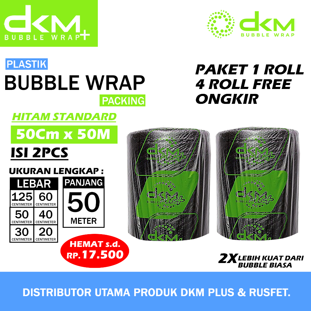 

Plastik Bubble Wrap 125cm x 50m Dkm 50cm x 50m Hitam Standar Packing Online Shop Paket 1 Roll