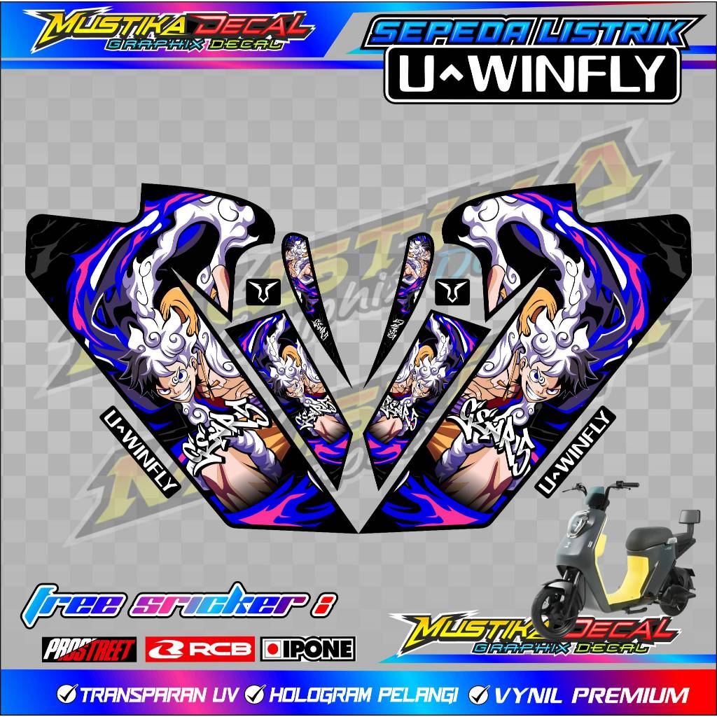 STRIPING VARIASI SEPEDA LISTRIK UWINFLY - ONE PIECE EDITION / STICKER LIST VARIASI SEPEDA LISTRIK UW