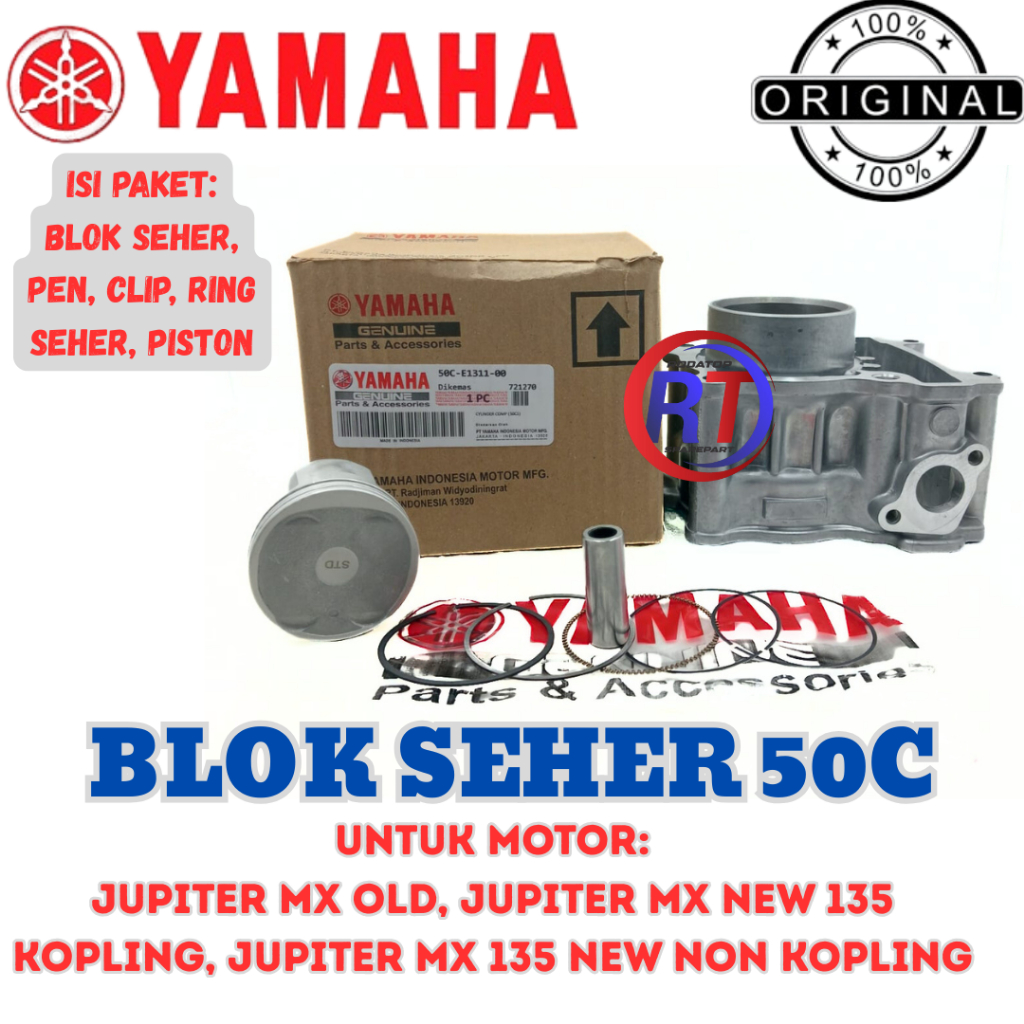 BLOK SEHER YAMAHA 50C ORIGINAL UNTUK MOTOR JUPITER MX OLD135(2005-2010)JUPITER MX NEW 13 (2010-2014)
