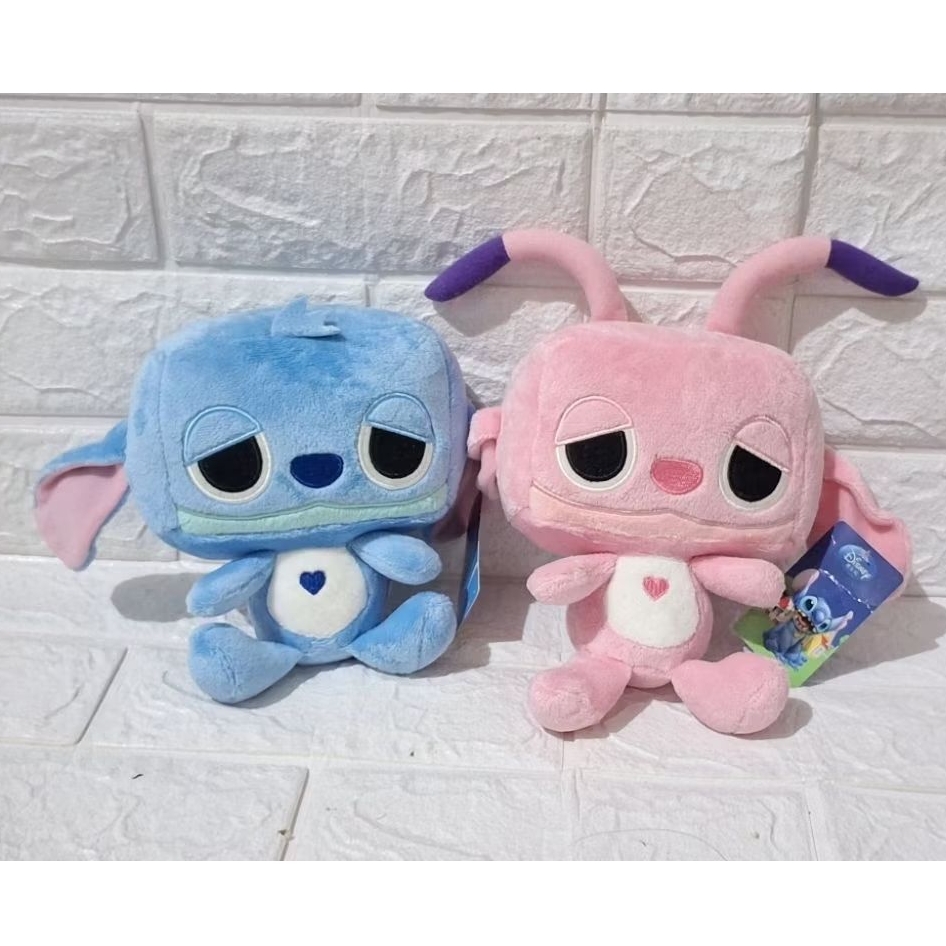 boneka sepasang couple stitch biru angel pink original brand disney newtag baru kepala kotak domo un