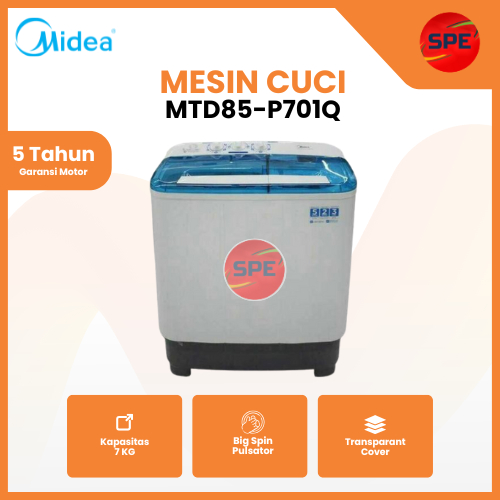 Midea Mesin Cuci 2 Tabung 7KG MTD 85 P-701Q / MTD85P701Q Garansi Resmi Medan
