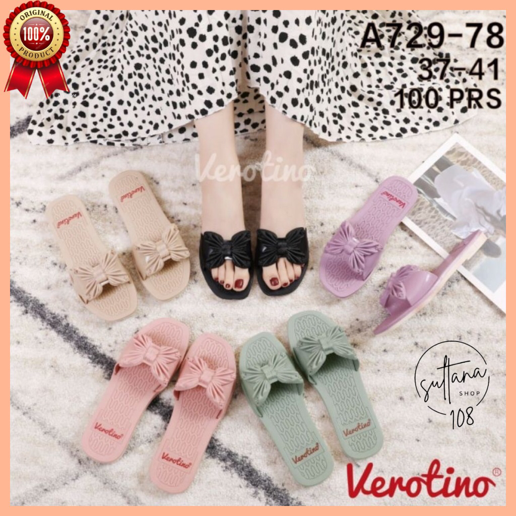 Sandal Slop Wanita Verotino A729 Motif Pita Kupu Terbaru