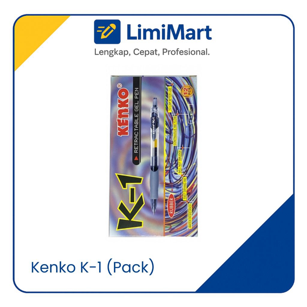 

Pulpen Gel KENKO K-1 Retractable 0.5mm Isi 12 Pcs / Pack Hitam Biru Merah - LimiMart
