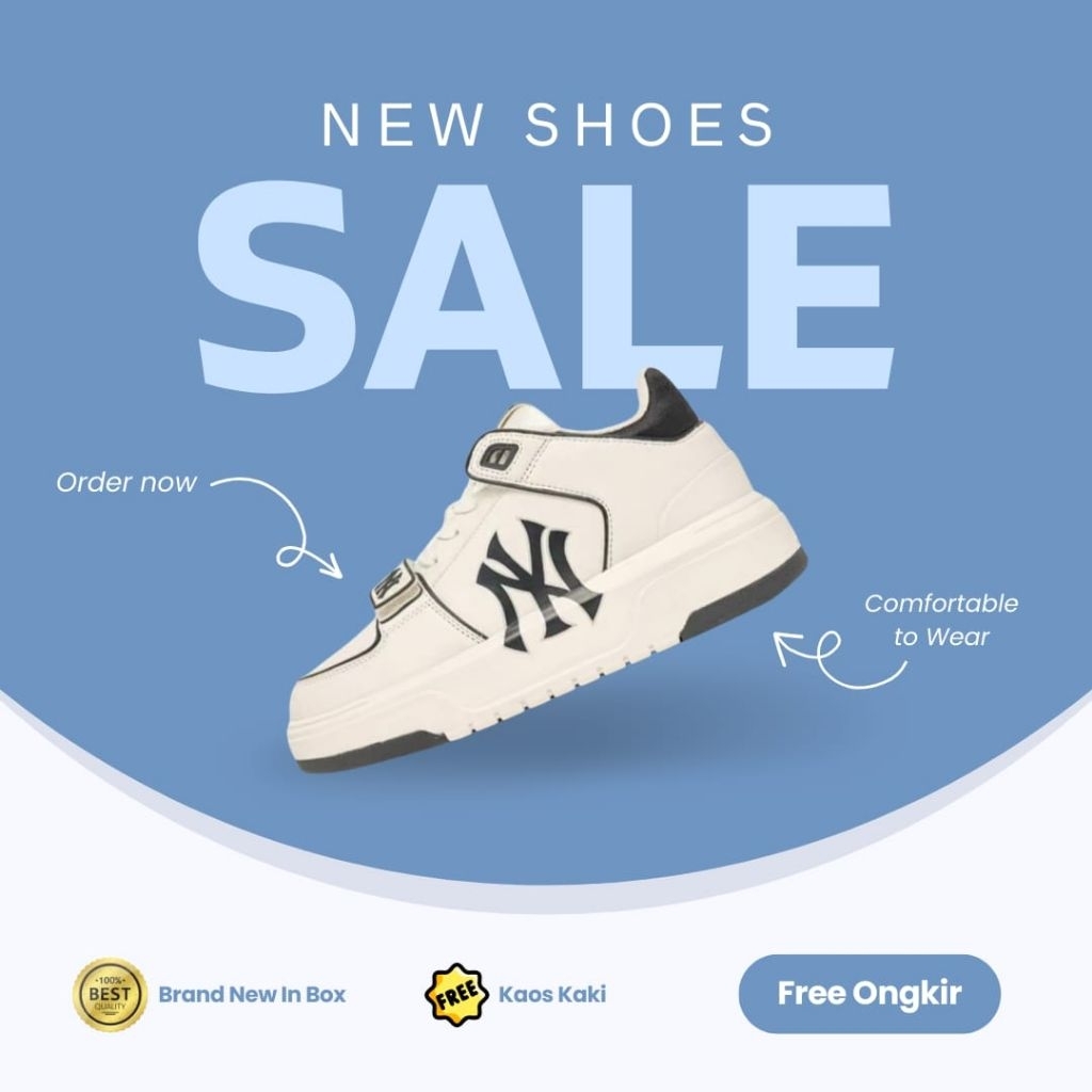 Sepatu MLB Chunky Liner High NY Yankees White Black