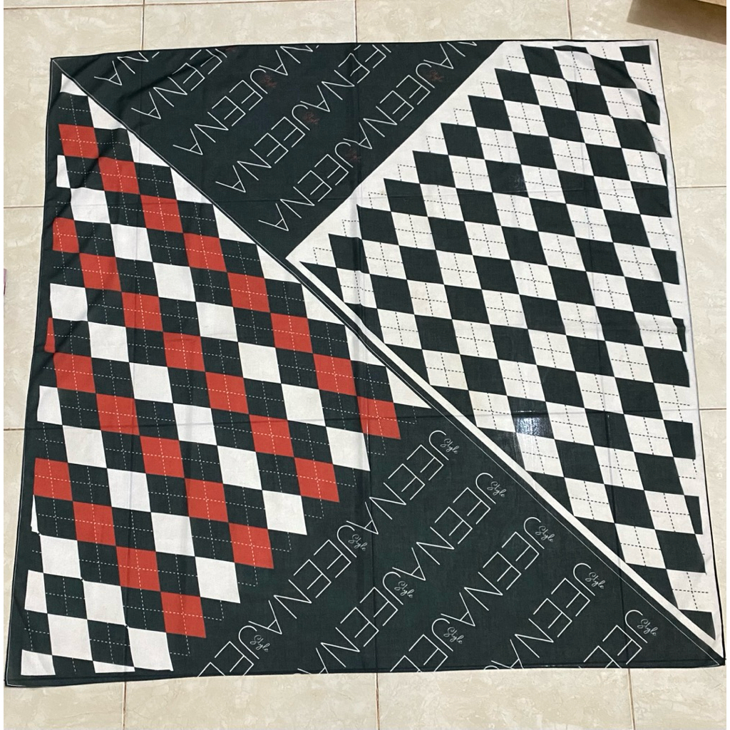 Jeena style original scarf hijab kerudung motif segiempat printing voal termurah