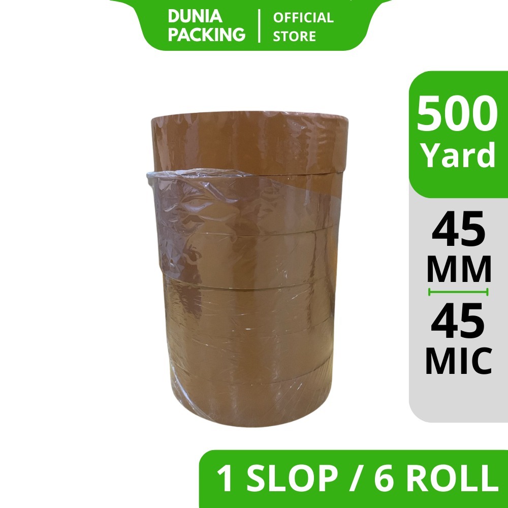 

[TERMURAH] Lakban OPP Tape / Lakban Coklat Dunia Packing Tape 500 Yard (1 Slop) -COD