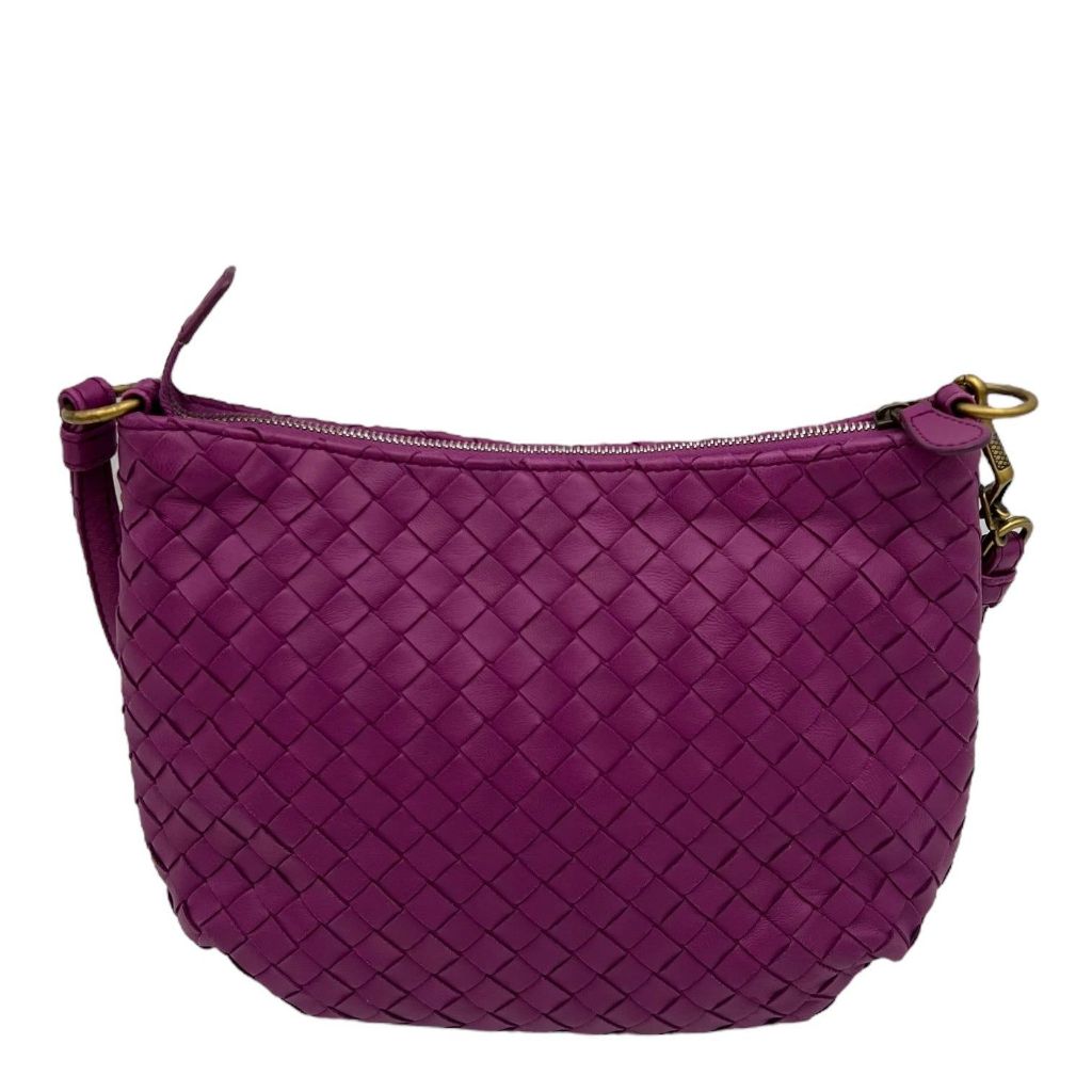 Bottega Veneta Intrecciato Purple Shoulder Bag in Lambskin PRELOVED