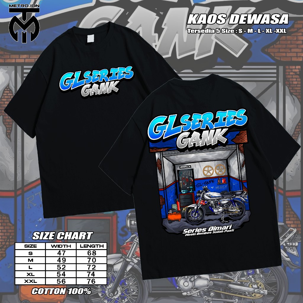 Kaos Honda GL-GANK -Series Dimari Mesin Rembes Sudah Pasti Baju Distro Motor Tua Racing Honda Gank H