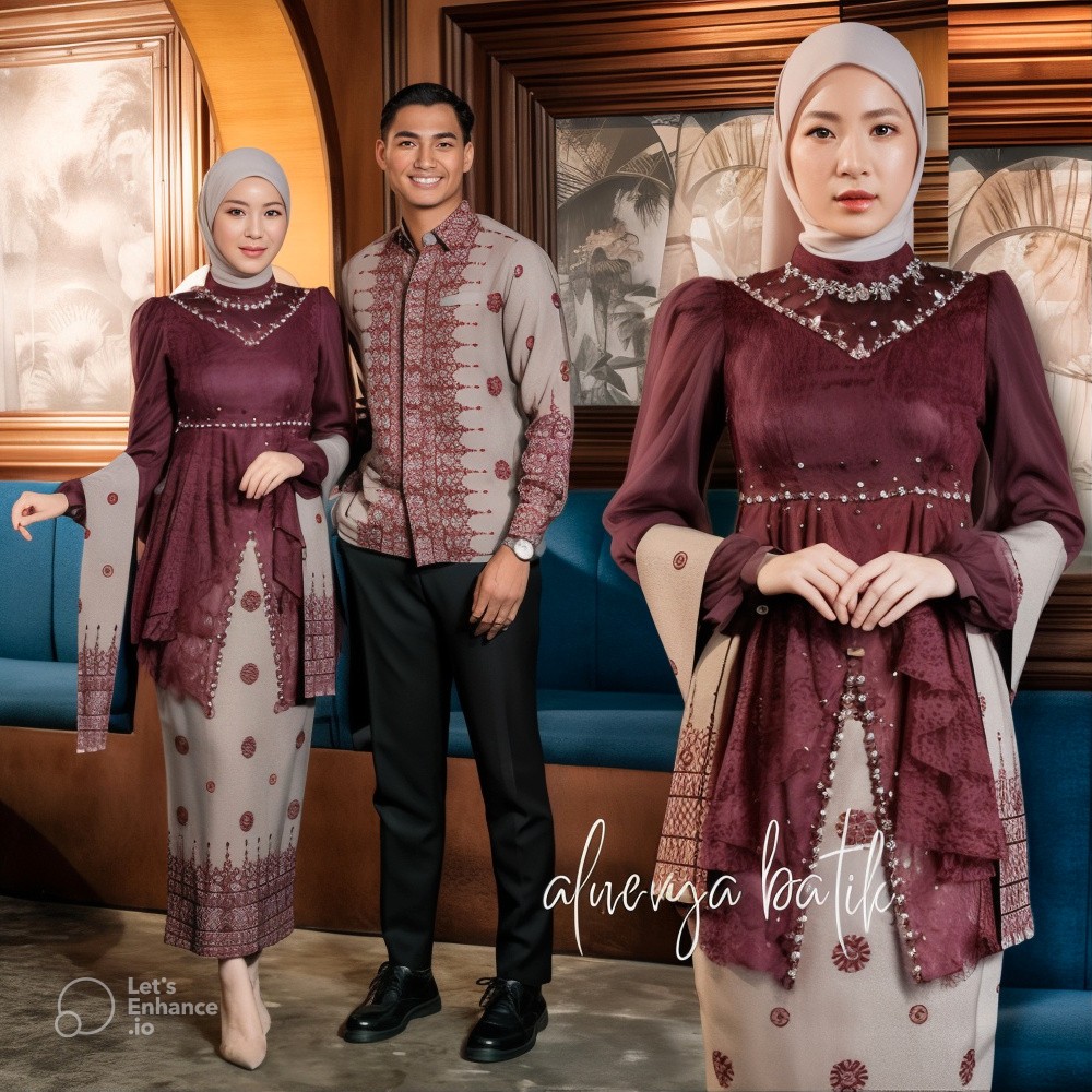 Alnevya Batik Ema Tunik Cantili Series Set Coupel Atasan Blouse Cantili Premium Kemeja Batik Dan Rok