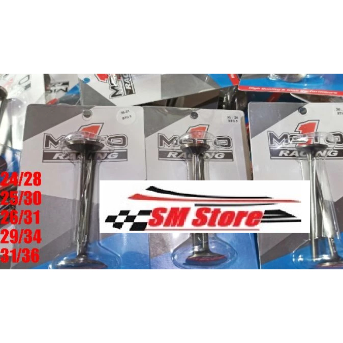 Klep MOTO 1 24 28 25 30 26 31 29 34 31 36 batang 5mm batang 4.5mm 29 34 batang 5.5 mm Klep Jupiter M
