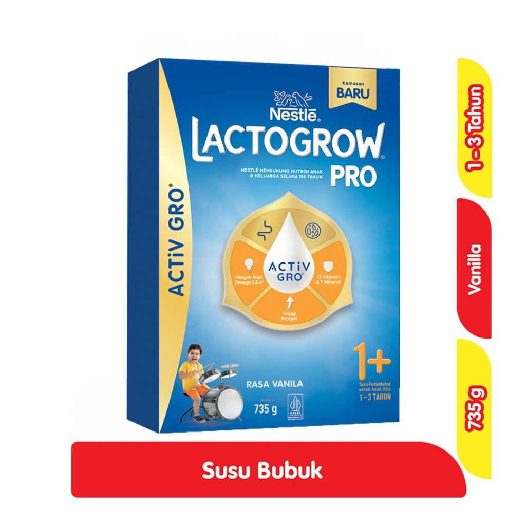 

Lactogrow 3/Pro 1+ Susu Bubuk Pertumbuhan 1 - 3 Tahun Vanila 735 g