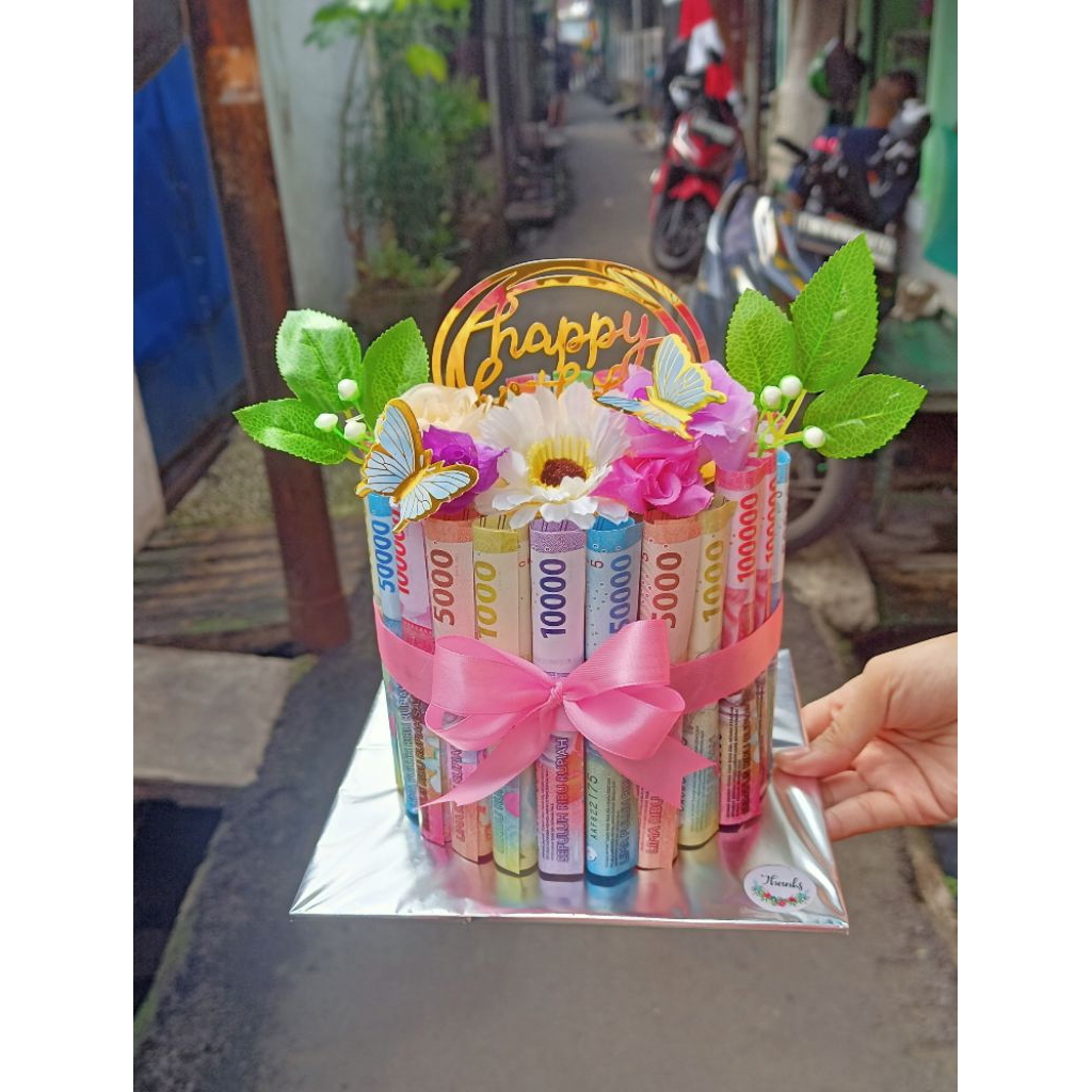 ( FULL SET MONEY CAKE UANG MAINAN ) MONEY CAKE RAINBOW Uang Mainan