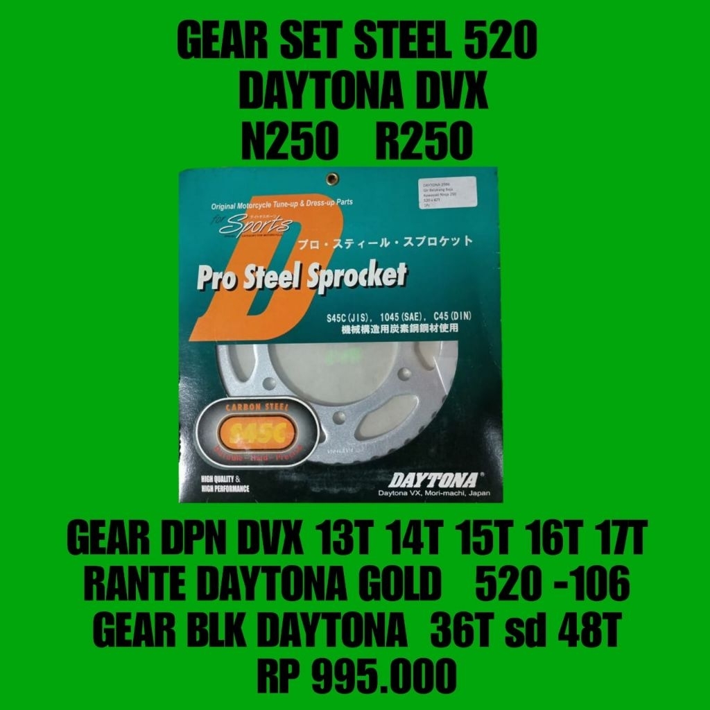 GEAR GIR SET DAYTONA STEEL 520 NINJA250 R25 ORIGINAL