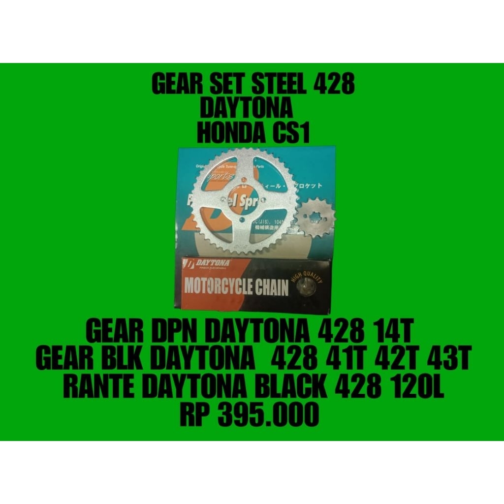 GEAR GIR SET DAYTONA STEEL 428 HONDA CS1 ORIGINAL