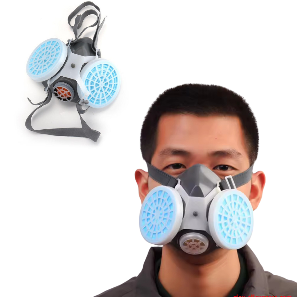 Masker Gas Respirator Kerja Pabrik Cat Lab Half Face with Activated Carbon Filter