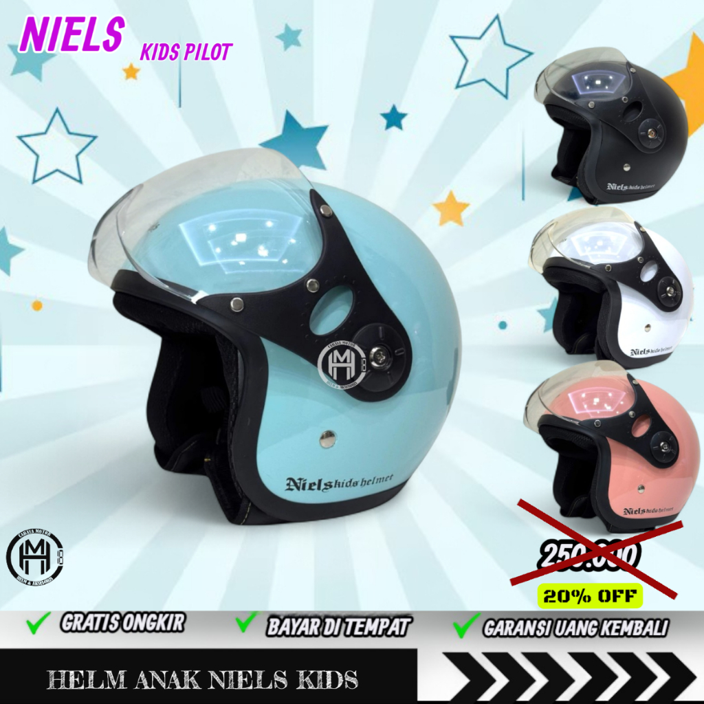 HELM ANAK-ANAK MODEL PILOT NIELS USIA 3-8 TAHUN|HELM ANAK KIDS