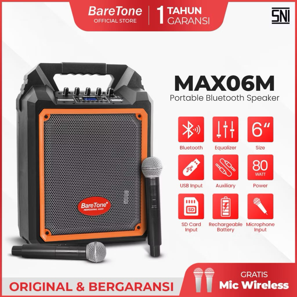 Speaker Portabel Baretone Max06m Original Speaker 6inch