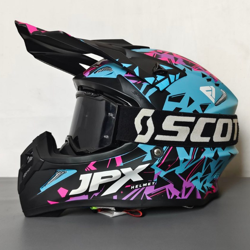 Jpx Fox1 X33 Blue Dop Helm Cross Trail Goggle