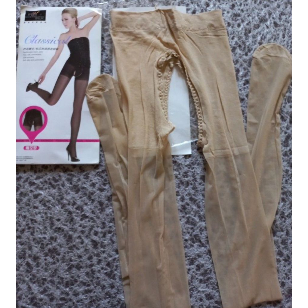 Pantyhose Stocking Open Crotch Classical Cream