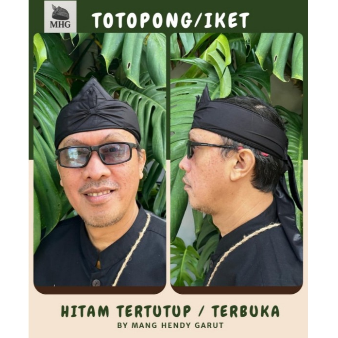Iket Kepala/Totopong Polos Hitam + Pin Kujang Emas