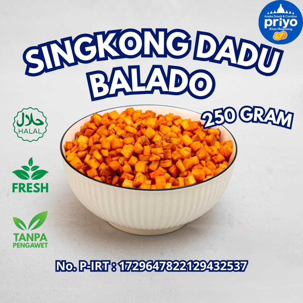 

Singkong Dadu Balado 250g Priyo Snack Renyah Pedas Gurih Halal Tanpa Pengawet